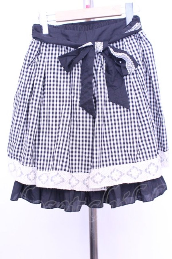 画像1: axes femme / ギンガムチェックスカート  クロ×アイボリー O-26-01-12-2028-AX-SK-IG-OS (1)
