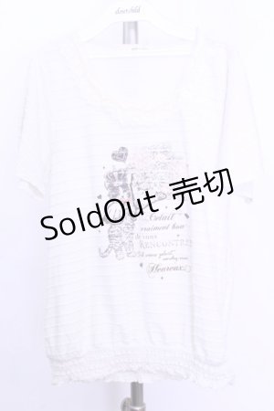 画像: axes femme / ねこボーダースカラップトップス  アイボリー O-26-01-12-2033-AX-TO-IG-ZT0114F