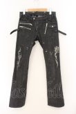 画像1: Sixh / トライバル刺繍デニムパンツ  ブラック O-26-01-12-086-HN-PA-OW-OS (1)