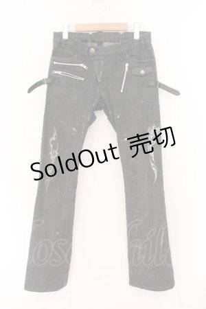 画像: Sixh / トライバル刺繍デニムパンツ  ブラック O-26-01-12-086-HN-PA-OW-OS