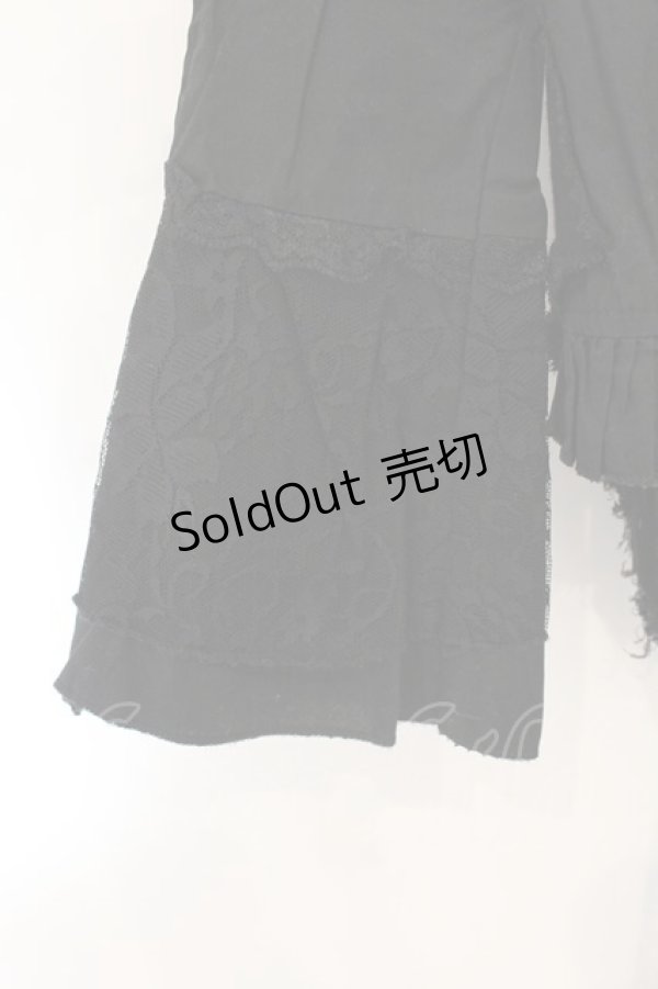 画像3: h.naoto Blood / 異素材切り替えフリルブラウス  ブラック O-26-01-12-088-HN-BL-OW-OS (3)