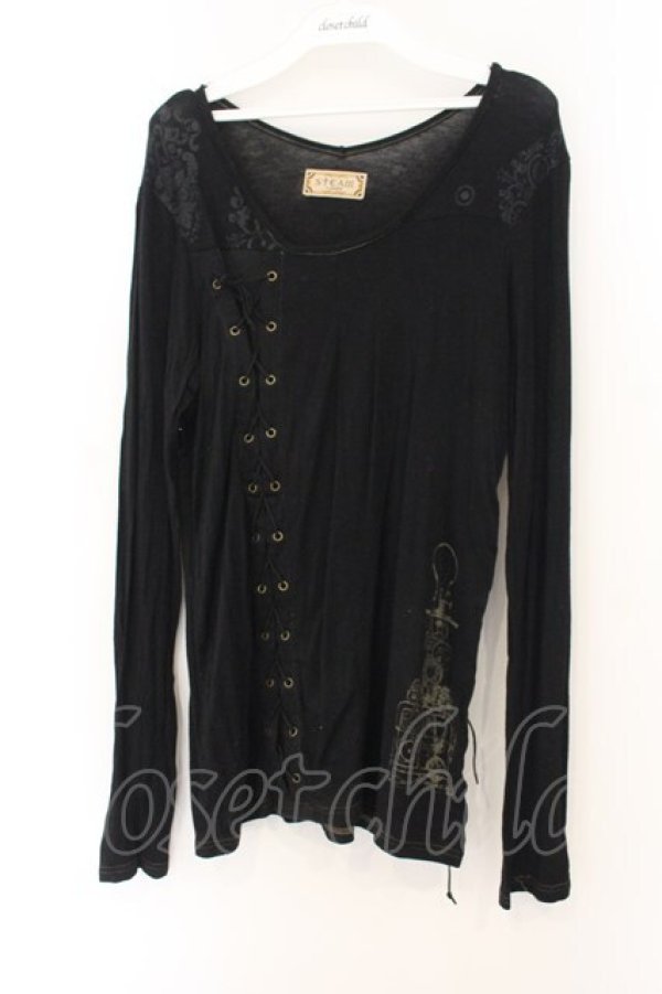 画像1: STEAM / レースアップカットソー  ブラック O-26-01-12-089-HN-TO-OW-OS (1)