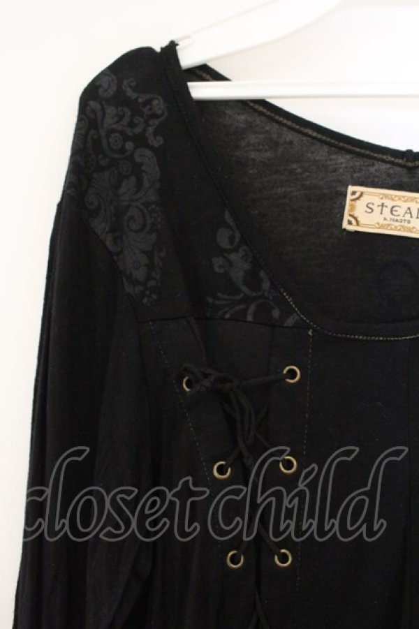 画像3: STEAM / レースアップカットソー  ブラック O-26-01-12-089-HN-TO-OW-OS (3)