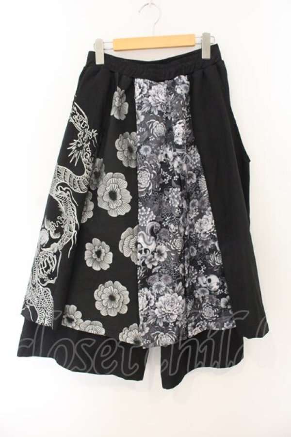 画像1: Qutie Frash / 8部丈ハカマパンツ  ブラック O-26-01-12-010-QU-PA-OW-OS (1)