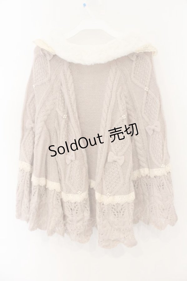 画像3: axes femme / ファーティペ付ニットポンチョ  ピンク O-26-01-12-011-AX-CO-IG-OS (3)