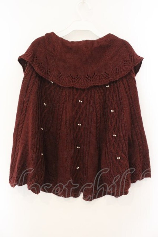 画像3: axes femme / オフタートルニットポンチョ  ワイン O-26-01-12-014-AX-TO-IG-OS (3)
