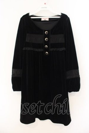 画像: axes femme / シフォン配色ベロアワンピース M クロ O-26-01-12-020-AX-CO-IG-ZT540