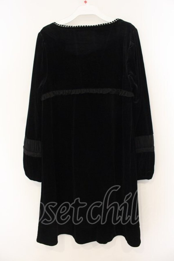 画像2: axes femme / シフォン配色ベロアワンピース M クロ O-26-01-12-020-AX-CO-IG-OS (2)