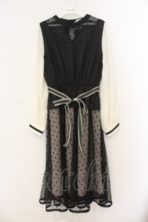 画像: axes femme / ビスチェデザインワンピース  アイボリー×クロ O-26-01-12-021-0-OP-IG-ZT0114F