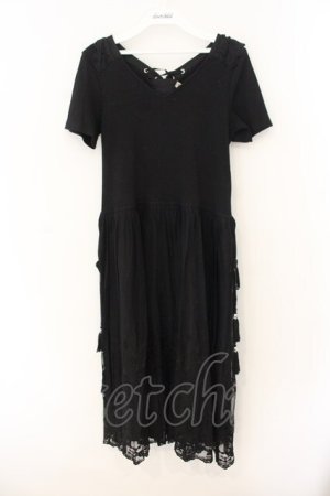 画像: axes femme / 裾チュール刺繍ワンピース M クロ O-26-01-12-022-AX-OP-IG-ZT0114F