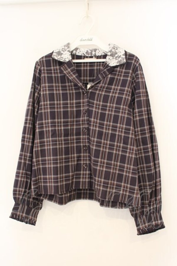 画像1: axes femme POETIQUE / 襟レース使いチェックブラウス  パープル O-26-01-12-023-AX-BL-IG-OS (1)