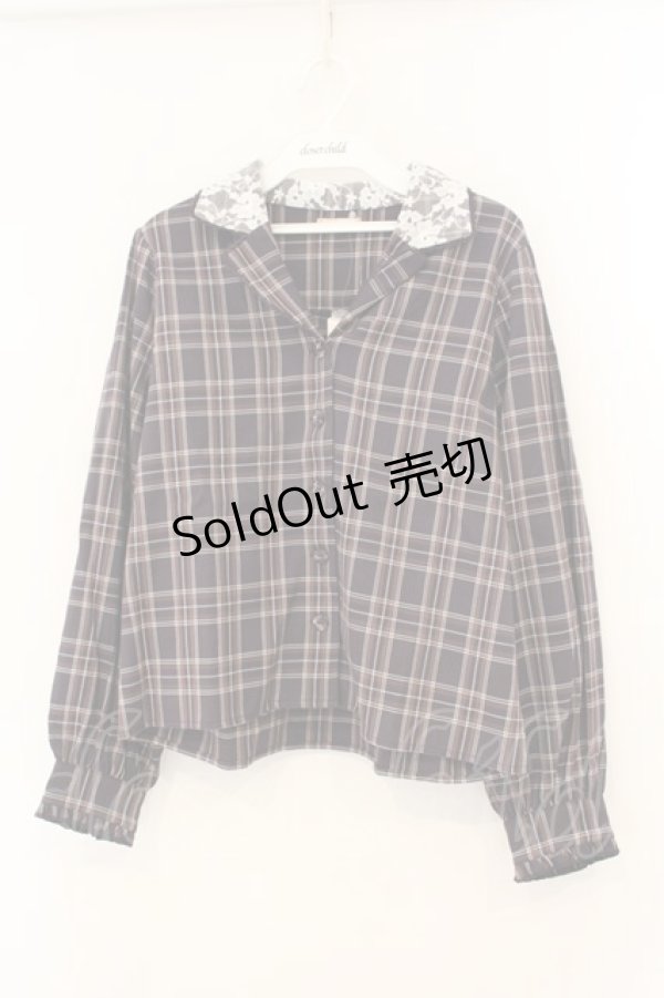 画像1: axes femme POETIQUE / 襟レース使いチェックブラウス  パープル O-26-01-12-023-AX-BL-IG-ZT541 (1)