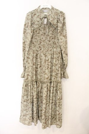 画像: axes femme POETIQUE / トワルドジュイ風柄ワンピース  グリーン O-26-01-12-028-AX-OP-IG-OS