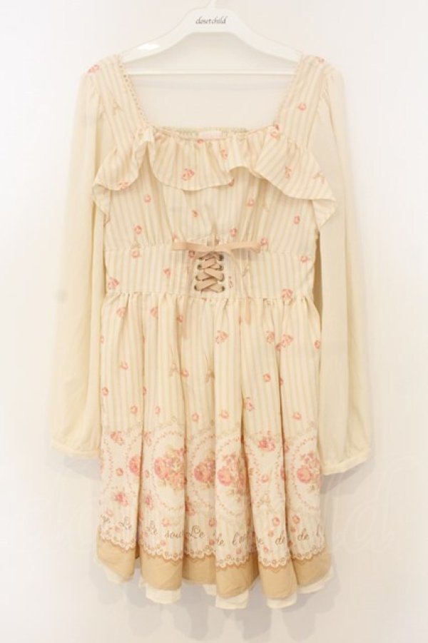 画像1: LIZ LISA / エッフェル塔×メッセージ柄ワンピース  アイボリー O-26-01-13-029-LO-OP-IG-OS (1)