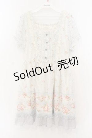 画像: axes femme / ストライプローズptシフォンワンピース  オフシロ×サックス O-26-01-13-030-AX-OP-IG-OS