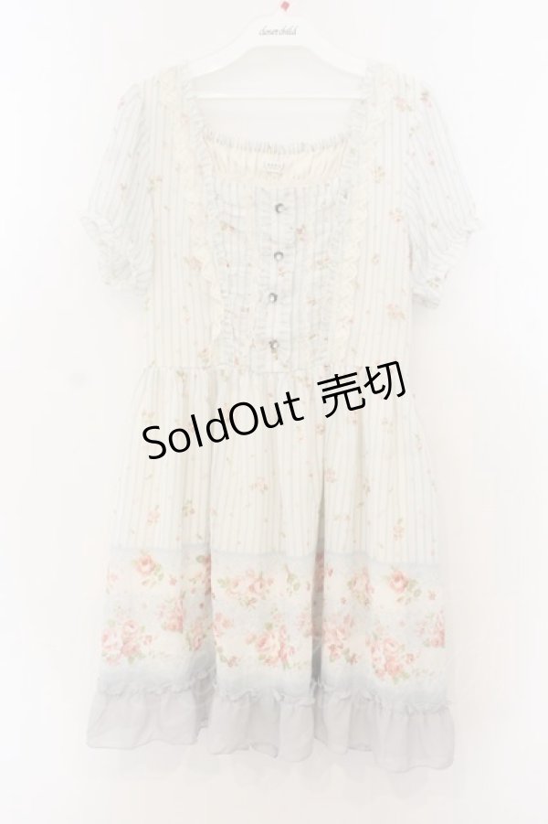 画像1: axes femme / ストライプローズptシフォンワンピース  オフシロ×サックス O-26-01-13-030-AX-OP-IG-OS (1)