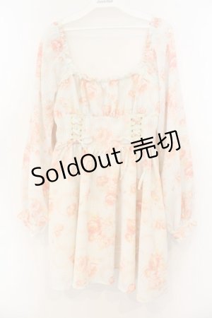 画像: LIZ LISA / オフショルローズ柄ワンピース  サックス O-26-01-13-031-LO-OP-IG-OS