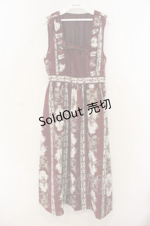 画像1: axes femme / 薔薇ストライプロングワンピース M ワイン O-26-01-13-036-AX-OP-IG-OS (1)