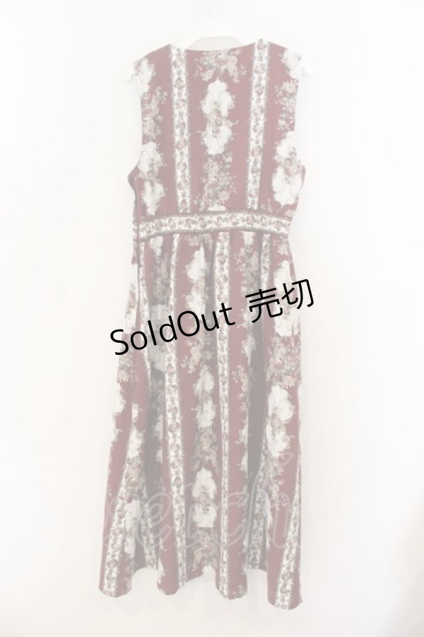 画像2: axes femme / 薔薇ストライプロングワンピース M ワイン O-26-01-13-036-AX-OP-IG-OS (2)