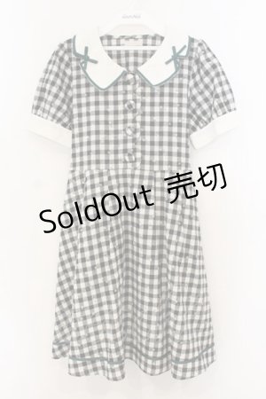 画像: axes femme POETIQUE / フラワー刺繍ギンガムワンピース  クロ×シロ O-26-01-13-037-AX-OP-IG-ZT537