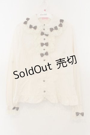 画像: Angelic Pretty / プチリボンパール丸襟ブラウス  アイボリー×ブラウン O-26-01-13-039-AP-BL-IG-OS