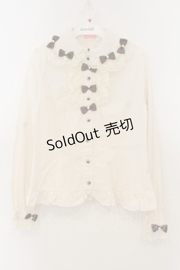 画像1: Angelic Pretty / プチリボンパール丸襟ブラウス  アイボリー×ブラウン O-26-01-13-039-AP-BL-IG-OS (1)