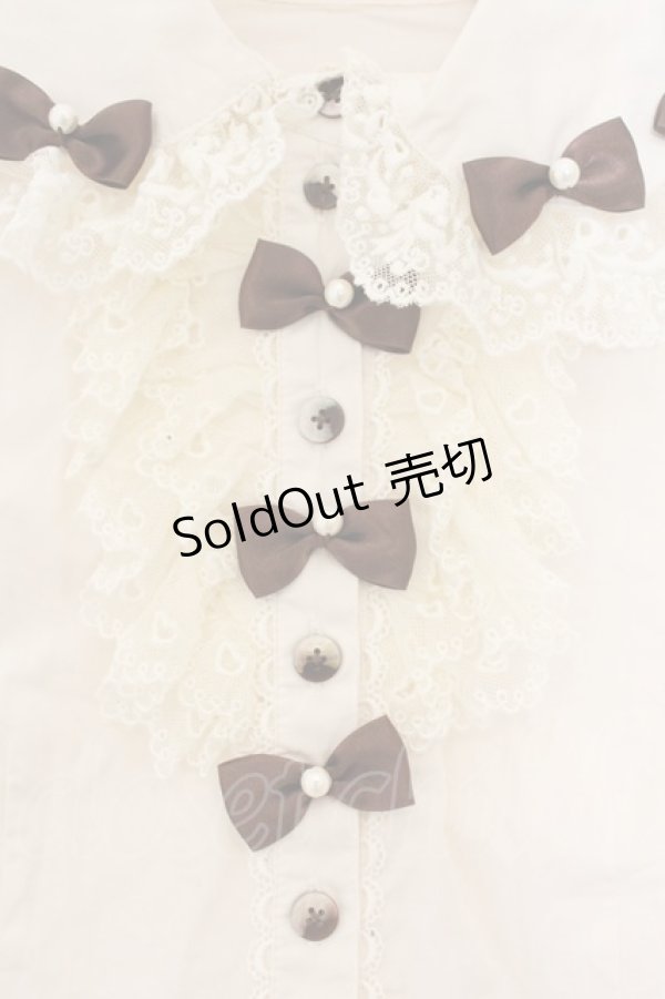 画像2: Angelic Pretty / プチリボンパール丸襟ブラウス  アイボリー×ブラウン O-26-01-13-039-AP-BL-IG-OS (2)