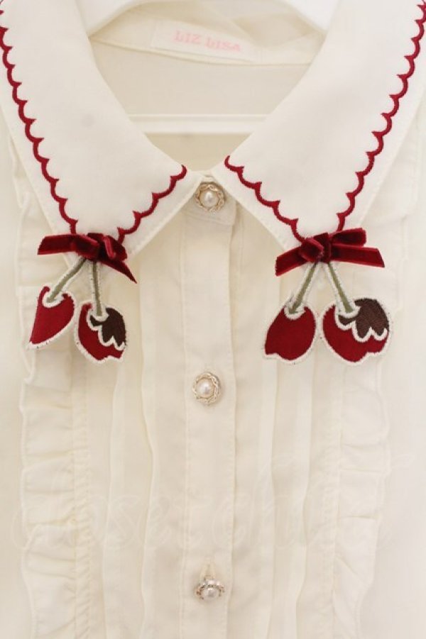 画像2: LIZ LISA / チョコディップチェリーブラウス  オフ×アカ O-26-01-13-040-LO-BL-IG-OS (2)