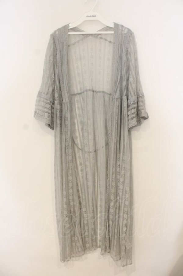 画像1: axes femme / ストライプレースガウン  サックス O-26-01-13-043-AX-OP-IG-OS (1)