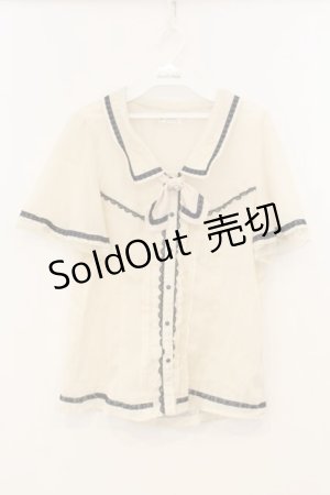 画像: axes femme / タイ付きバイカラーレースブラウス  アイボリー O-26-01-13-044-AX-TO-IG-OS