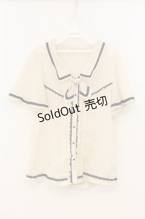 画像1: axes femme / タイ付きバイカラーレースブラウス  アイボリー O-26-01-13-044-AX-TO-IG-OS (1)