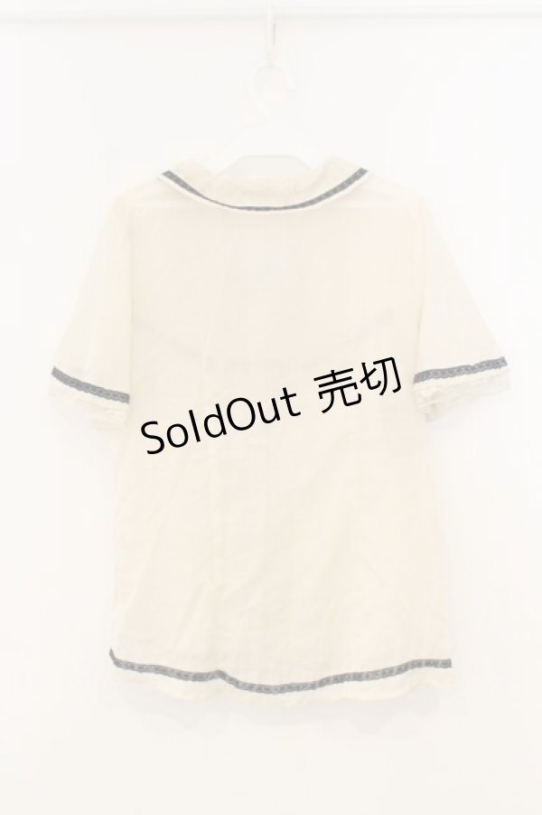 画像2: axes femme / タイ付きバイカラーレースブラウス  アイボリー O-26-01-13-044-AX-TO-IG-OS (2)