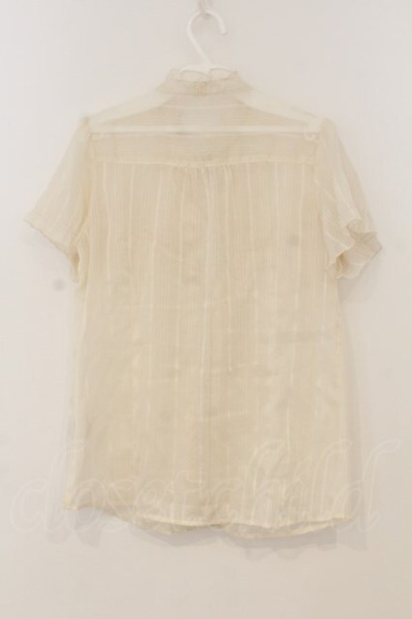 画像2: axes femme / ボウタイ付フィルムドビーブラウス  オフシロ O-26-01-13-045-AX-BL-IG-OS (2)