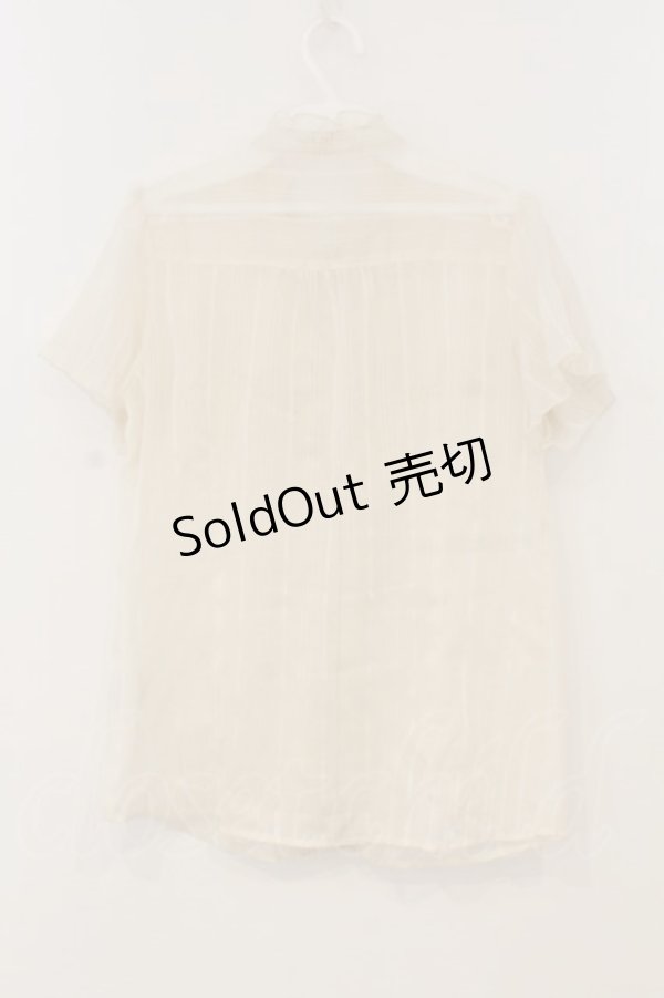 画像2: axes femme / ボウタイ付フィルムドビーブラウス  オフシロ O-26-01-13-045-AX-BL-IG-ZT537 (2)