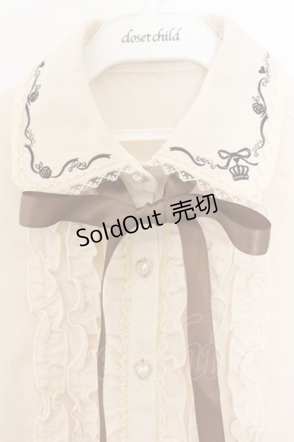 画像2: axes femme / ローズ刺繍ブラウス M アイボリー O-26-01-13-049-AX-BL-IG-OS (2)