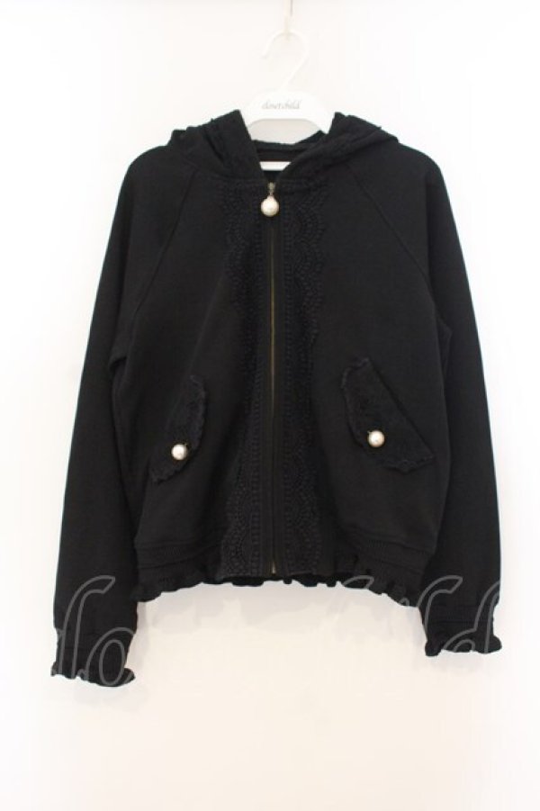 画像1: axes femme / レース配色パーカー  クロ O-26-01-13-051-AX-TO-IG-OS (1)