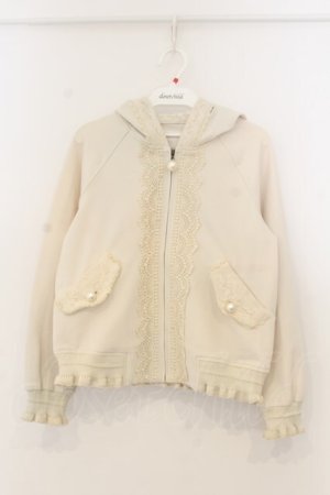 画像: axes femme / レース配色パーカー  生成り O-26-01-13-052-AX-TO-IG-OS