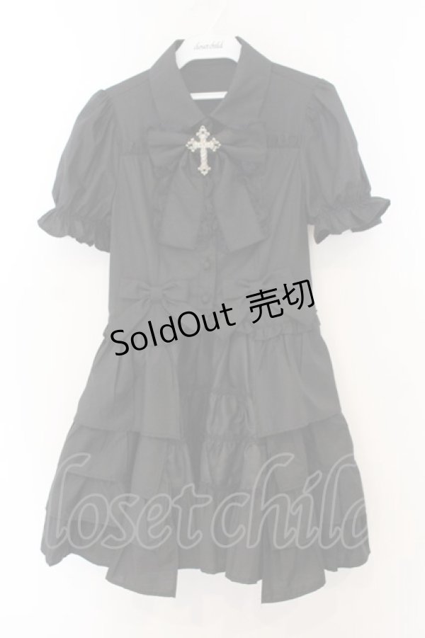 画像1: Jamieエーエヌケー / クロスモチーフお姫様ブラウス  クロ O-26-01-13-057-0-BL-IG-OS (1)