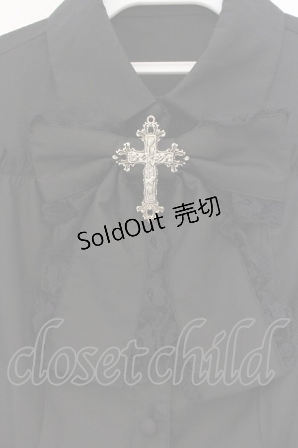 画像2: Jamieエーエヌケー / クロスモチーフお姫様ブラウス  クロ O-26-01-13-057-0-BL-IG-OS (2)