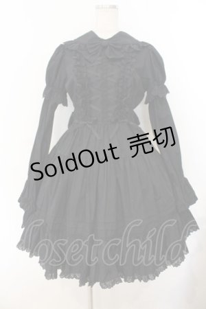 画像: Cornet / ハートレース付け袖ワンピース  クロ O-26-01-13-006-LO-OP-IG-OS