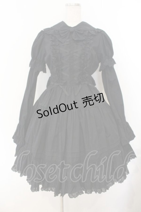 画像1: Cornet / ハートレース付け袖ワンピース  クロ O-26-01-13-006-LO-OP-IG-OS (1)