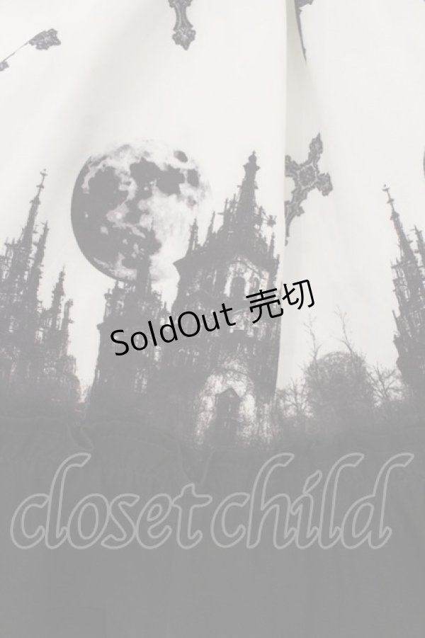 画像2: Jamieエーエヌケー / ゴシックキャッスルプリントスカート  シロ×クロ O-26-01-13-062-0-SK-IG-OS (2)