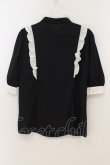 画像2: Jamie エーエヌケー / フリル立ち襟半袖ブラウス  クロ×シロ O-26-01-13-065-LO-TO-IG-OS (2)