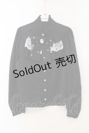 画像: Ank Rouge / ストーンリボンゴシックブラウス  クロ×シロ O-26-01-13-066-CA-BL-IG-OS