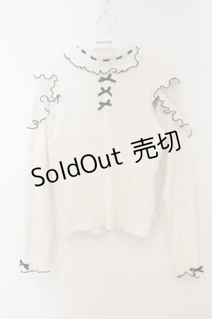 画像: NOEMIE / オープンショルダーレースプチ ハイカットソー  シロ×クロ O-26-01-13-071-LO-TO-IG-OS