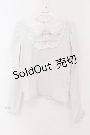 画像: NOEMIE / ダブルリボンケーブルジャガードカットソー  ライトグレー×シロ O-26-01-13-075-LO-TO-IG-OS