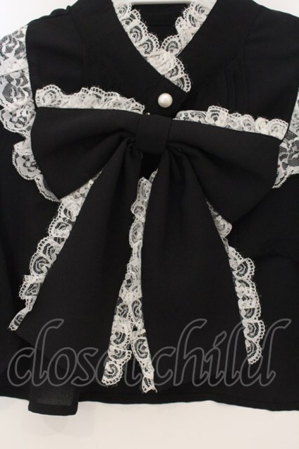 画像2: Jamieエーエヌケー / Bigリボンショートブラウス  クロ×シロ O-26-01-13-076-0-BL-IG-OS (2)