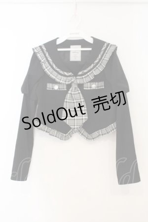 画像: Ank Rouge / チェック配色パフトップス  クロ×シロ O-26-01-13-077-CA-BL-IG-OS