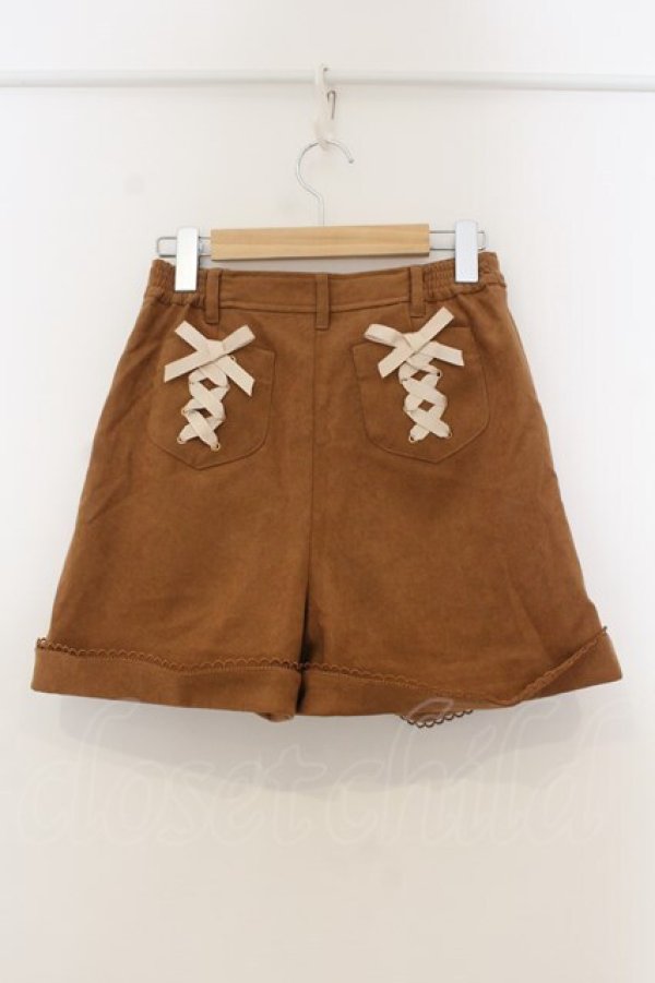 画像2: Secret Honey / レースアップ起毛ショートパンツ  ブラウン O-26-01-13-080-CA-PA-IG-ZT537 (2)