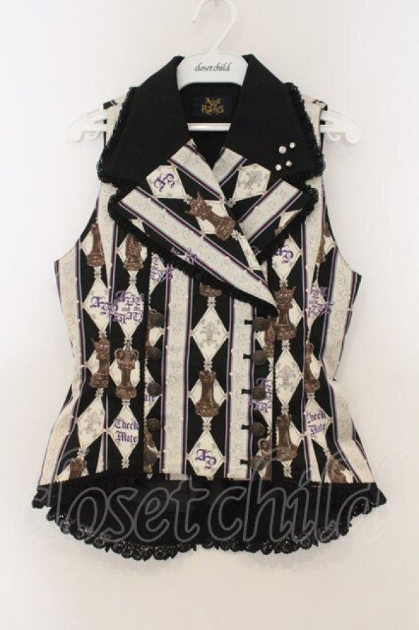 画像1: ALICE and the PIRATES / Misty Night Royal game柄ベスト  クロ O-26-01-13-085-PA-TO-IG-OS (1)